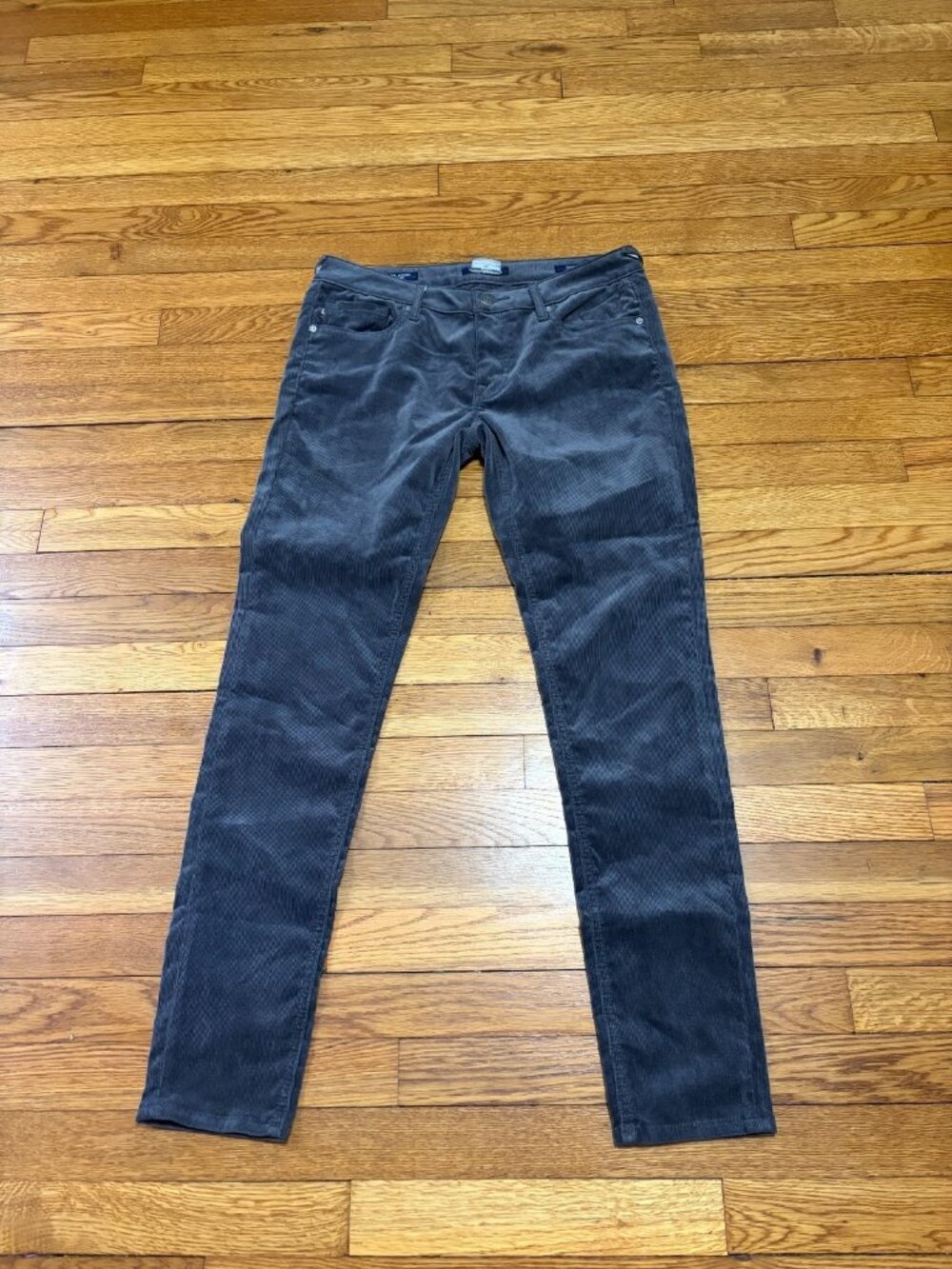 Vigoss Womens Jagger Skinny Corduroy Pants Size 29 31x31 Gray Stretch Cotton